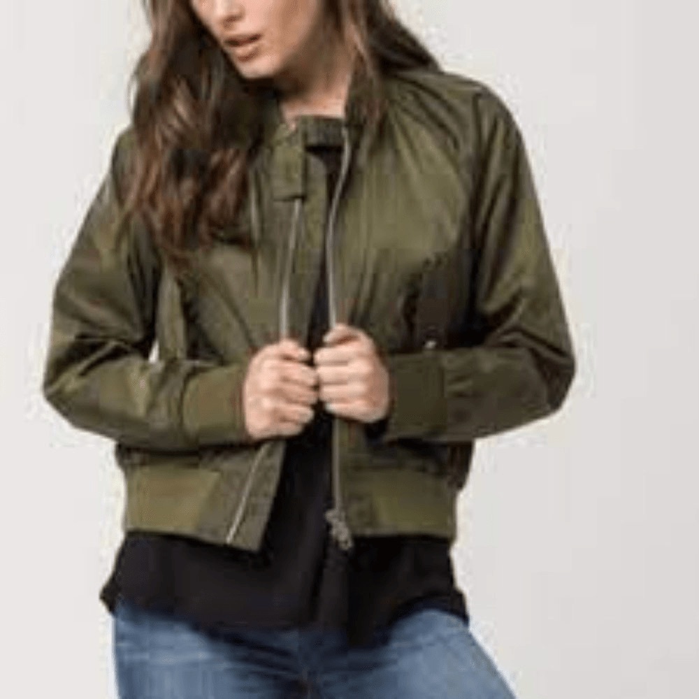 Free People Green Bomber Jacket